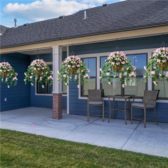 ArtificialVine Plant Hanging Basket,Hanging Basket Silk HangingFlowers in Basket - Picture 3 of 6